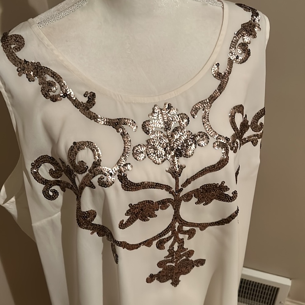 💜NWT Cream and copper / bronze Lane Bryant sequins tank. Dressy. Plus size 26